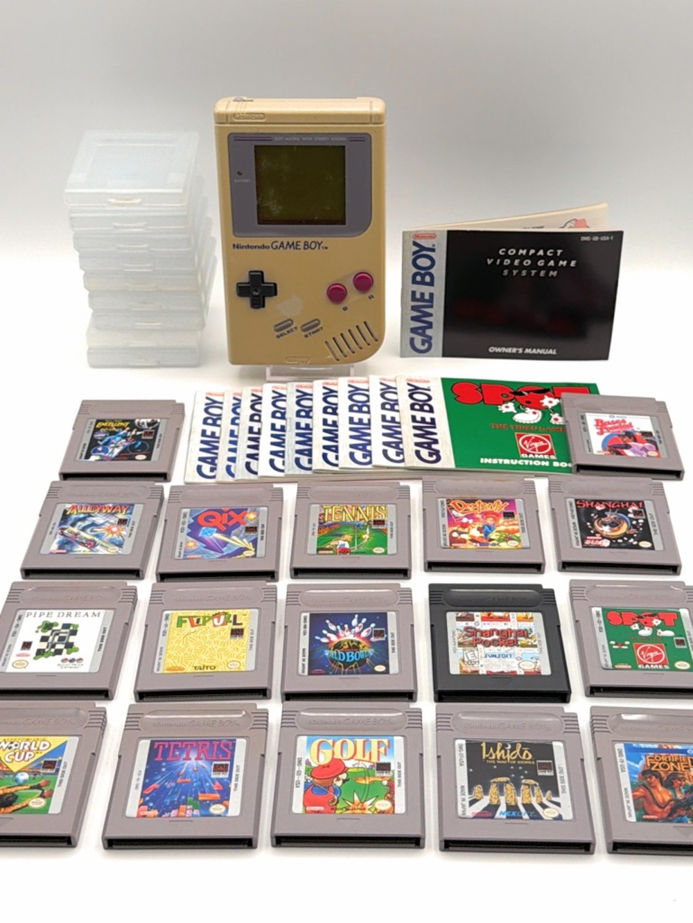 Original 1989 Nintendo Game Boy DMG-01 Console  Bundle Lot + 17 Games /Manuals